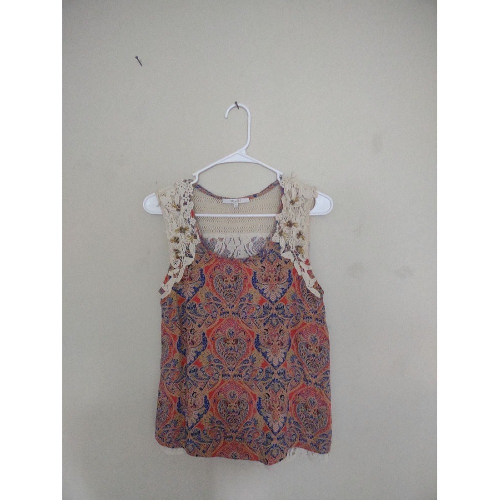 Miss Me top Women's S Crochet Beaded Boho‎ Romantic
